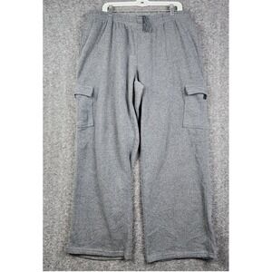 Zone Pro Cargo Sweatpants Mens 2XL Grey Fleece Relaxed Wide Leg Drawstring Pants